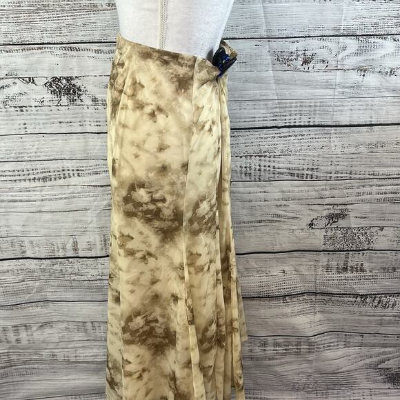 Moon River Skirt size Large Ivory Brown Mesh Sheer Midi Flared Stretch Modest - Picture 7 of 10